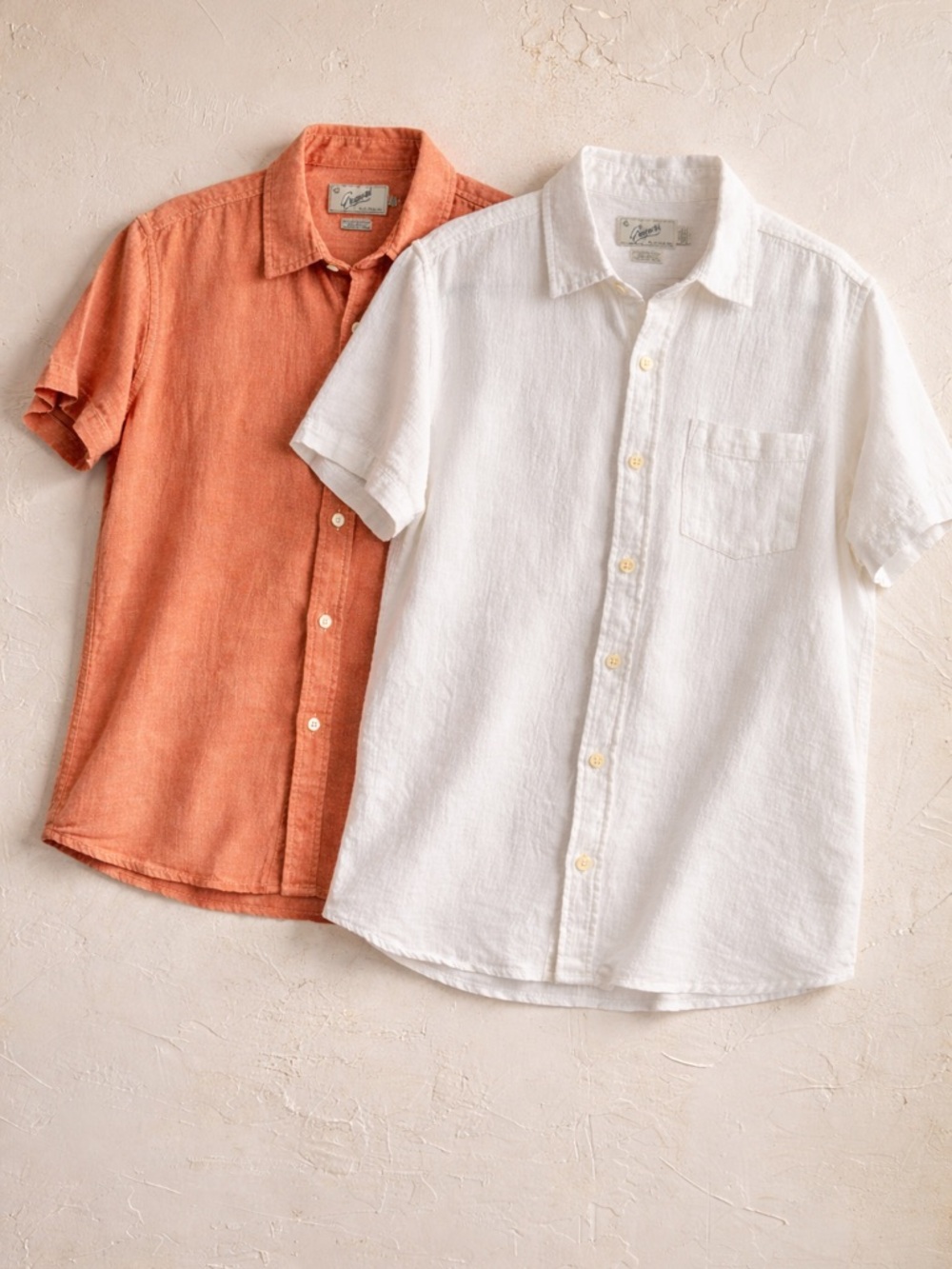 Grayers Linen Textured Cotton Button Up Shirt Bundle Coastal Preppy Minimal Sz L